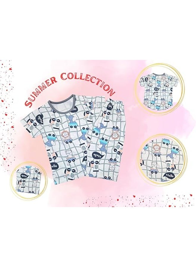 MINIIMODZ MINII MODZ Calf Hello Print Sleepwear - Kids Nightsuit Top & Bottom Pyjama Set for Infants & Toddlers - Image 3